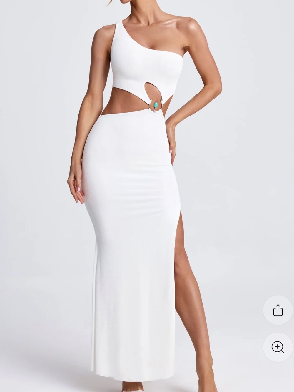 Oh Polly Rosalia- White One-Shoulder Cutout Maxi Dress